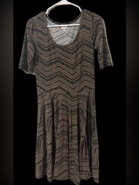 LuLaRoe Brown and Black Chevron Midi Dress